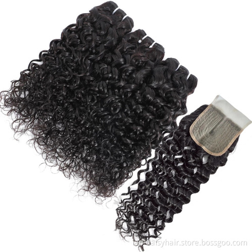 Factory Vendor Cheap Virgin Human Hair Bundles With Frontal Water Wave Hair Bundles With Lace Closure